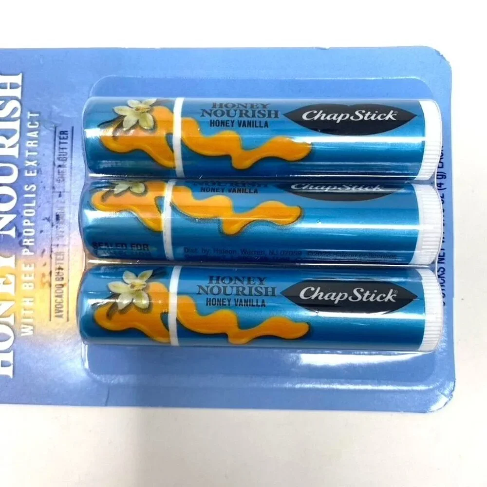 Chapstick Lip Balms Honey Nourish 3 Count Honey Vanilla Moisture Rich Vitamin E